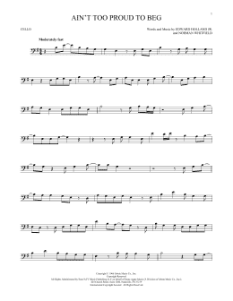 page one of Ain't Too Proud To Beg (Cello Solo)