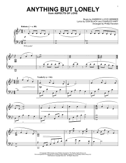 page one of Anything But Lonely (from Aspects Of Love) (arr. Phillip Keveren) (Piano Solo)