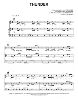 page one of Thunder (Piano, Vocal & Guitar Chords (Right-Hand Melody))