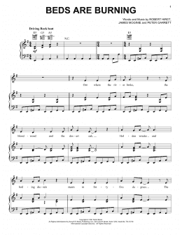 page one of Beds Are Burning (Piano, Vocal & Guitar Chords (Right-Hand Melody))