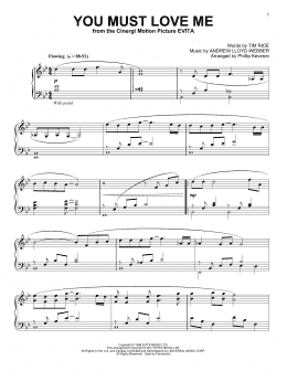page one of You Must Love Me (arr. Phillip Keveren) (Piano Solo)