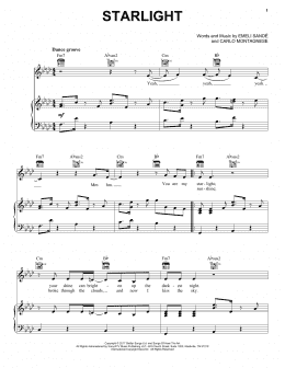 page one of Starlight (Piano, Vocal & Guitar Chords (Right-Hand Melody))