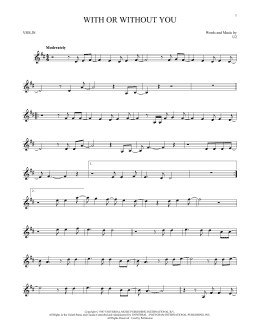 page one of With Or Without You (Violin Solo)
