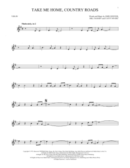 page one of Take Me Home, Country Roads (Violin Solo)