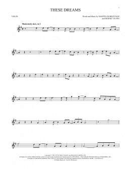 page one of These Dreams (Violin Solo)