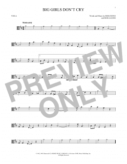 page one of Big Girls Don't Cry (Viola Solo)