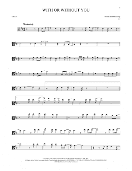 page one of With Or Without You (Viola Solo)