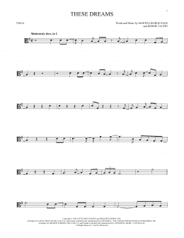 page one of These Dreams (Viola Solo)