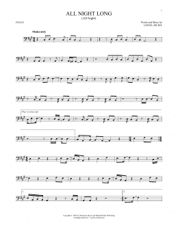 page one of All Night Long (All Night) (Cello Solo)