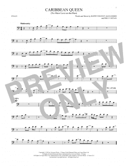 page one of Caribbean Queen (No More Love On The Run) (Cello Solo)