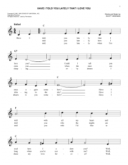page one of Have I Told You Lately That I Love You (Easy Lead Sheet / Fake Book)
