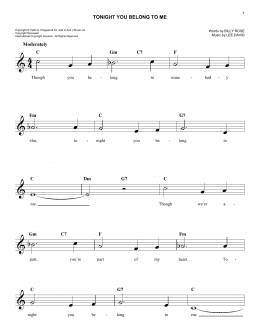 page one of Tonight You Belong To Me (Easy Lead Sheet / Fake Book)