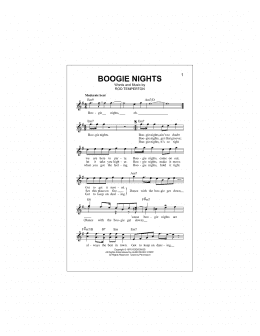 page one of Boogie Nights (Lead Sheet / Fake Book)