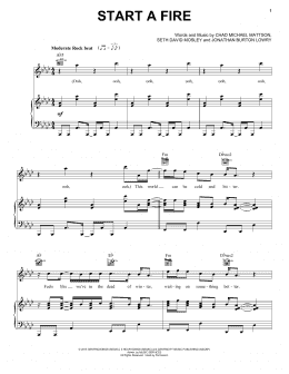 page one of Start A Fire (Piano, Vocal & Guitar Chords (Right-Hand Melody))