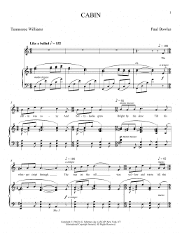 page one of Cabin (Piano & Vocal)