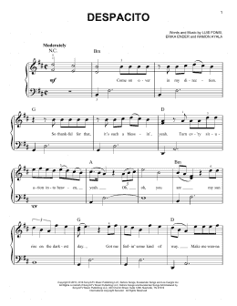 page one of Despacito (Easy Piano)