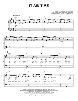 page one of It Ain't Me (Easy Piano)