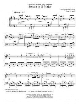 page one of Sonata In G Major, Op. 14, No. 2 (Piano Solo)