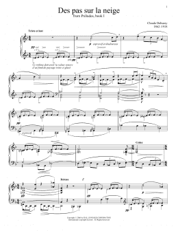 page one of Des Pas Sur La Neige (Footprints In The Snow) (Piano Solo)