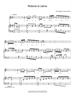 page one of Ridente La Calma, K. 152 (Piano & Vocal)