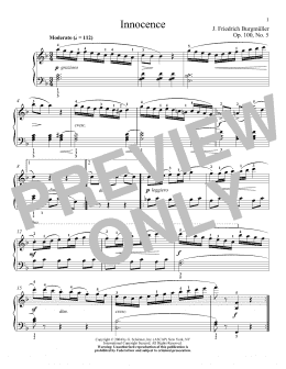 page one of Innocence, Op. 100, No. 5 (Piano Solo)