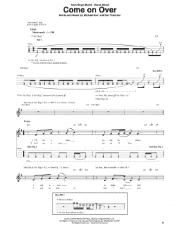 page one of Come On Over (Bass Guitar Tab)