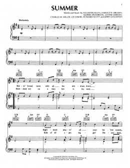 page one of Summer (Piano, Vocal & Guitar Chords (Right-Hand Melody))