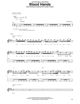 page one of Blood Hands (Bass Guitar Tab)