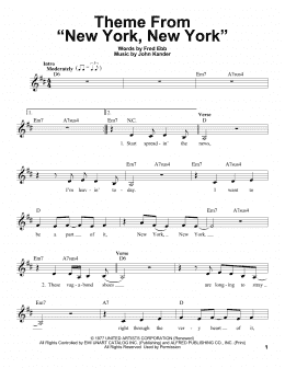 page one of Theme From "New York, New York" (Pro Vocal)