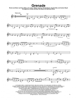 page one of Grenade (Violin Solo)