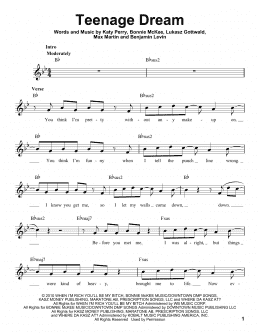 page one of Teenage Dream (Pro Vocal)