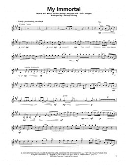 page one of My Immortal (Violin Solo)
