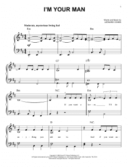 page one of I'm Your Man (Easy Piano)