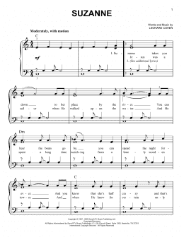 page one of Suzanne (Easy Piano)