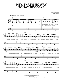 page one of Hey, That's No Way To Say Goodbye (Easy Piano)