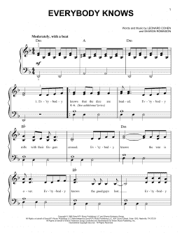 page one of Everybody Knows (Easy Piano)