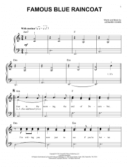 page one of Famous Blue Raincoat (Easy Piano)