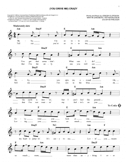 page one of (You Drive Me) Crazy (Easy Lead Sheet / Fake Book)