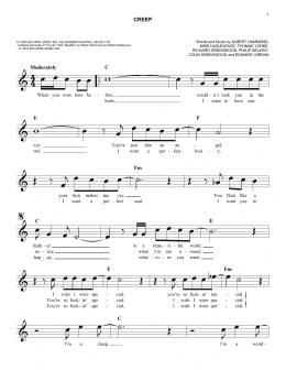 page one of Creep (Easy Lead Sheet / Fake Book)