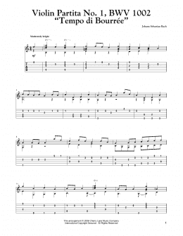 page one of Tempo Di Bourree, BWV 1002 (Solo Guitar)