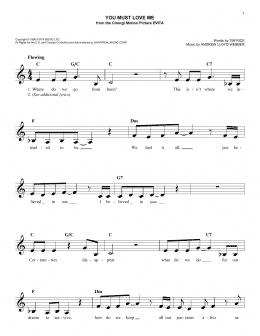 page one of You Must Love Me (Easy Lead Sheet / Fake Book)