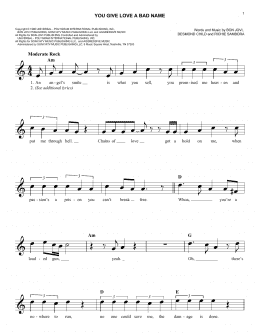 page one of You Give Love A Bad Name (Easy Lead Sheet / Fake Book)