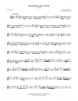 page one of Seasons Of Love (from Rent) (Tenor Sax Solo)
