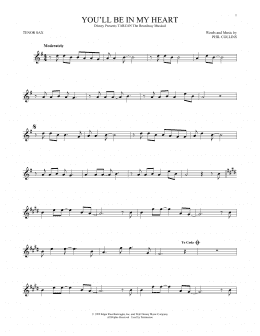 page one of You'll Be In My Heart (from Tarzan) (Tenor Sax Solo)
