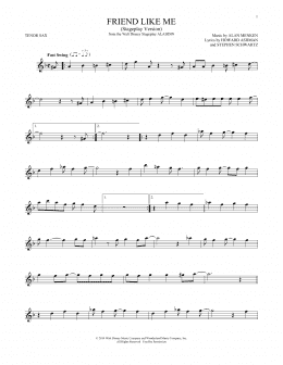 page one of Friend Like Me (Stageplay Version) (from Aladdin: The Broadway Musical) (Tenor Sax Solo)