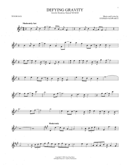 page one of Defying Gravity (from Wicked) (Tenor Sax Solo)