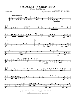 page one of Because It's Christmas (For All The Children) (Tenor Sax Solo)