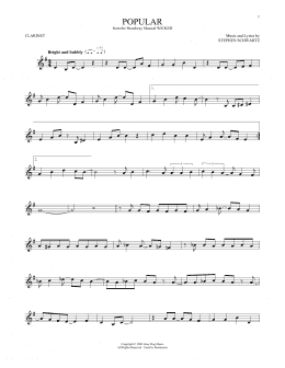 page one of Popular (from Wicked) (Clarinet Solo)