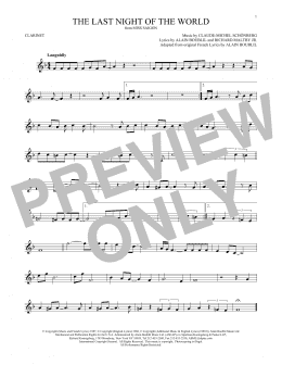 page one of The Last Night Of The World (from Miss Saigon) (Clarinet Solo)