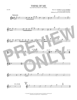page one of Think Of Me (from The Phantom Of The Opera) (Flute Solo)